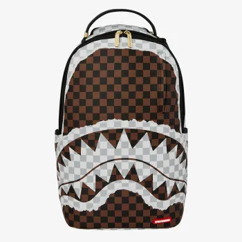 Sprayground Ranac CREAM AND BROWN TEAR CHECK BACKPACK 