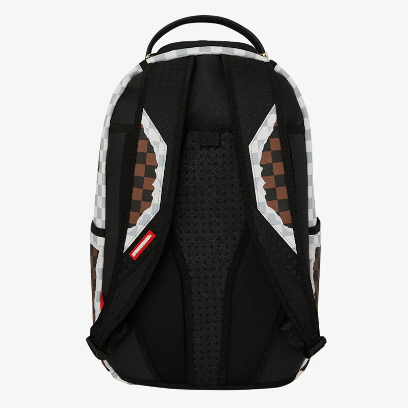 Sprayground Ranac CREAM AND BROWN TEAR CHECK BACKPACK 