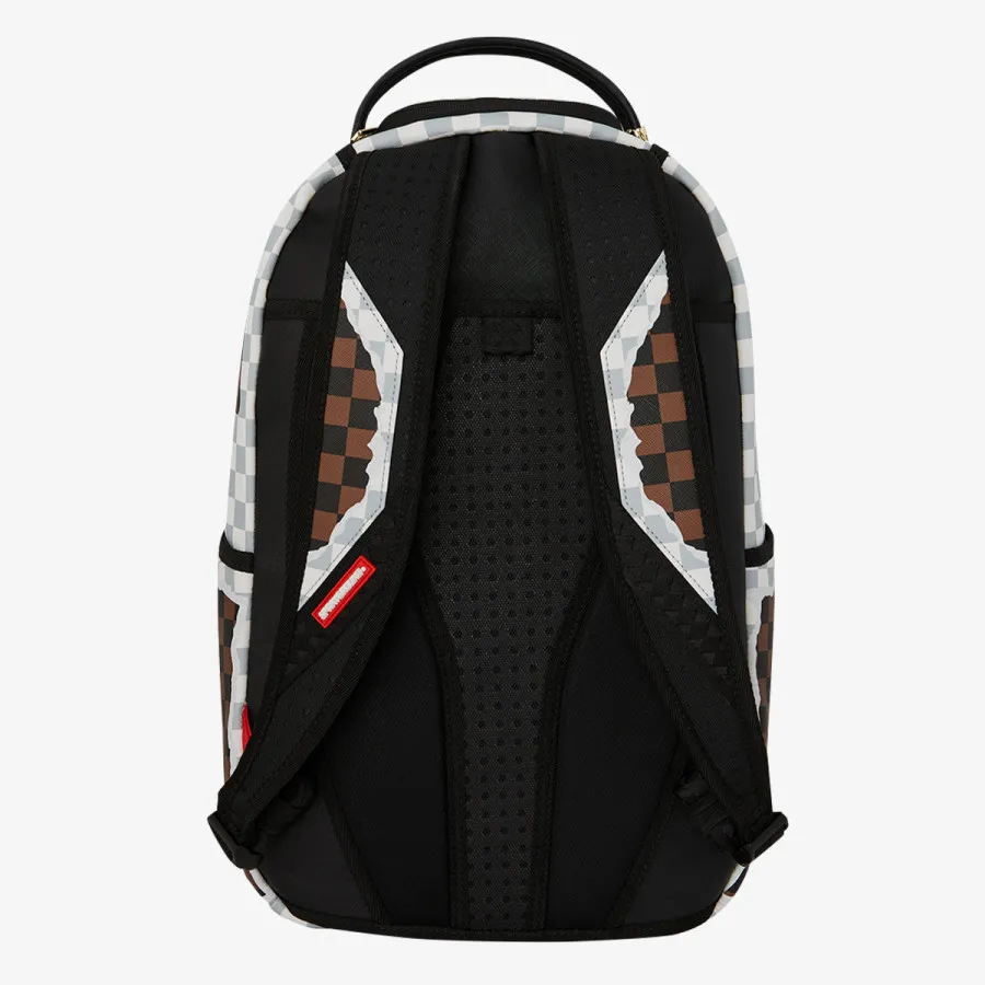 Sprayground Ranac CREAM AND BROWN TEAR CHECK BACKPACK 