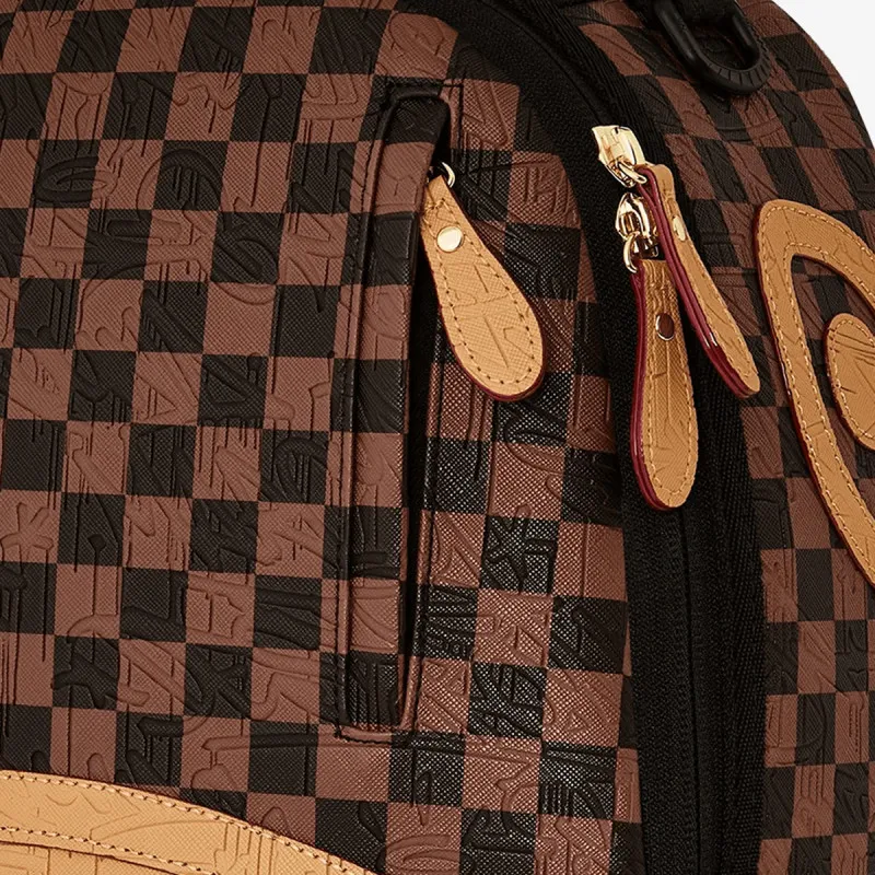 Sprayground Ranac EMBOSSED CHECK BROWN BACKPACK 