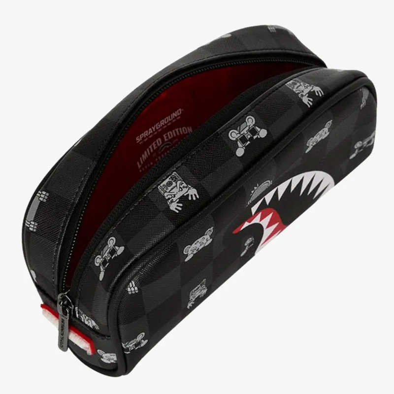 Sprayground Torbica GRAY PEEKING CHARACTER CHECK POUCH 