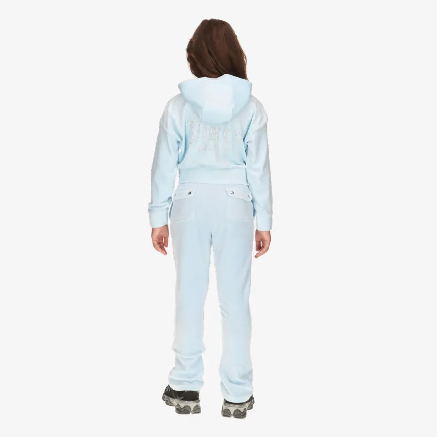 Juicy Couture Trenerka Cropped Velour Diamante Zip Thru & Bootc 